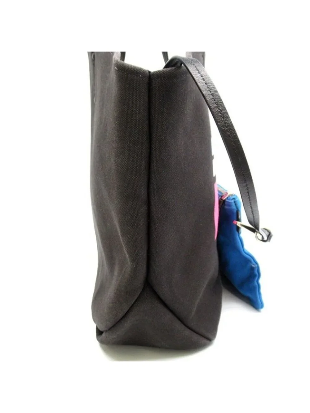 Prada Tote Canvas Leather Shoulder Bag Black